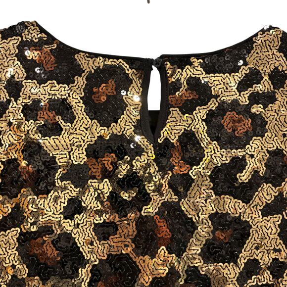 Sugar & Jade Girls Leopard Sequin Shift Dress, Size Large - Picture 5 of 7